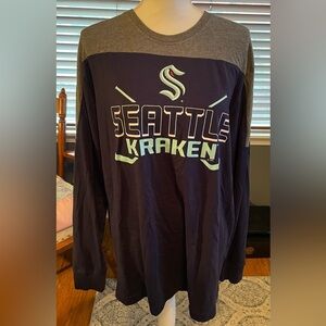 NHL Seattle Kraken Men’s Soft Long Sleeve Grey and Navy Shirt